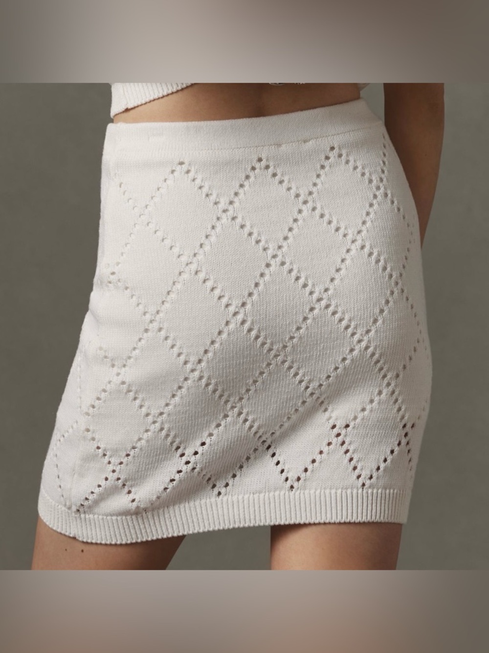 NWT Women’s Anthropologie Maeve 3D Floral Knit Mini Skirt Boho Classic Ivory L. - Picture 2 of 8